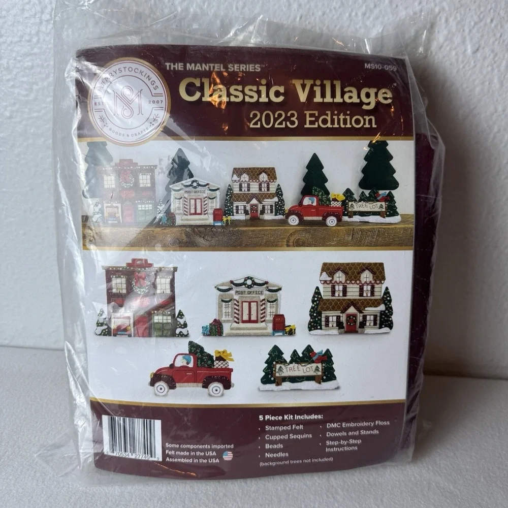 Merry Stockings MS10-059 2023 Edition Mantel Series: Classic Village 5 Piece Kit
